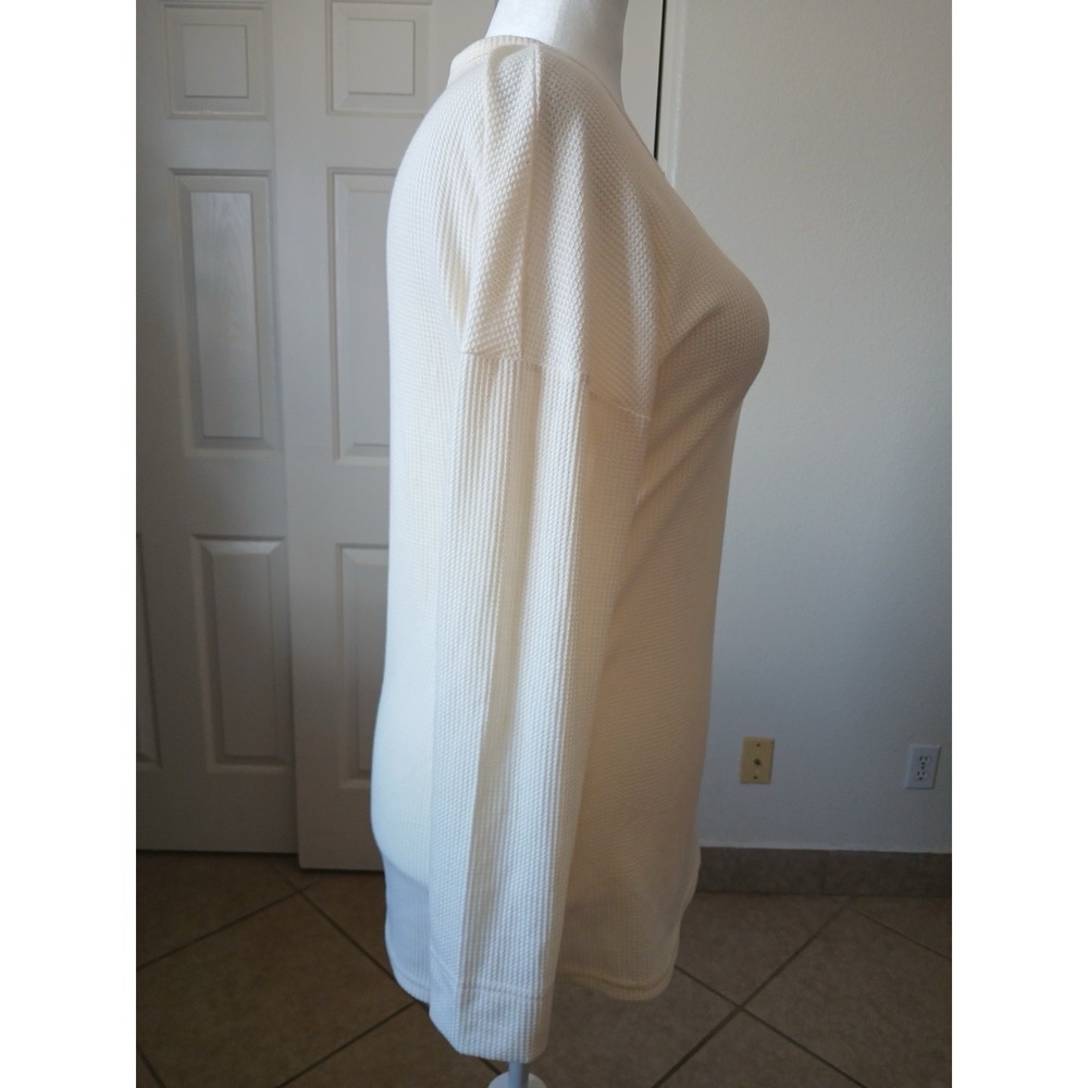 Womens Blouse Top Size XL Ivory Long Sleeve Henley Casual‎ Basic - Picture 3 of 9
